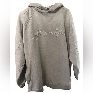 Y2K Platinum Fubu Sz L Spell Out Logo Gray Hoodie Sweatshirt